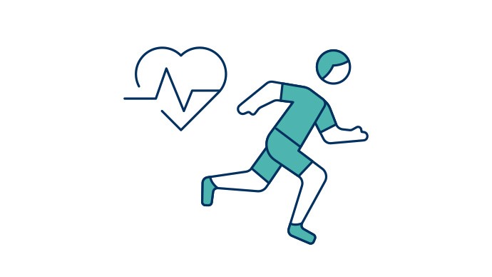 Grafik zeigt eine laufende Person und ein Herz