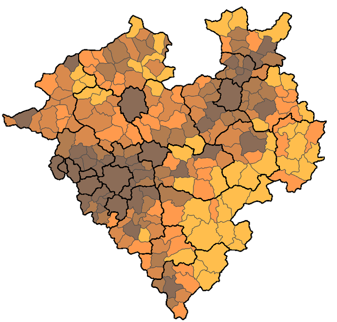 Karte zeigt die Bevölkerungsdichte in den Gemeinden im Jahr 2021