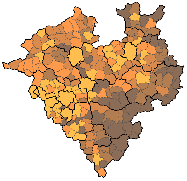 Karte zeigt die durchschnittliche Wohnfläche pro Person in den Gemeinden im Jahr 2021