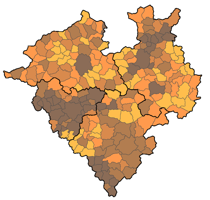 Karte zeigt den Anteil der Verkehrs- an der Gesamtfläche auf Ebene der Gemeinden im Jahr 2021