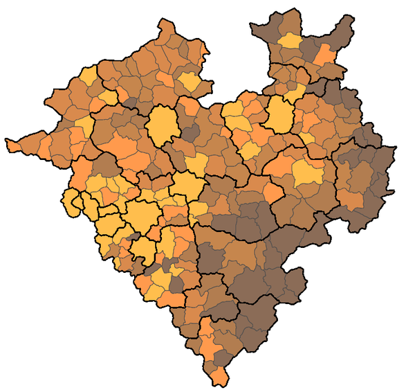 Karte zeigt die durchschnittliche Wohnfläche pro Person in den Gemeinden im Jahr 2022