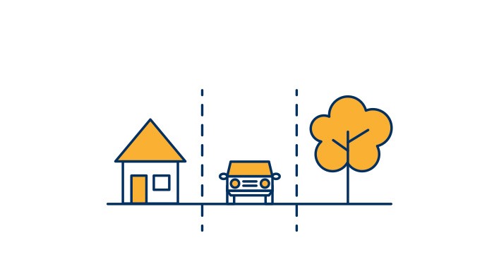 Grafik zeigt ein Haus, ein Auto und einen Baum nebeneinander